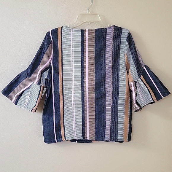 Anthropologie Dolan Left Coast Collection Striped Bell Sleeve Jacquard Top - Picture 4 of 6